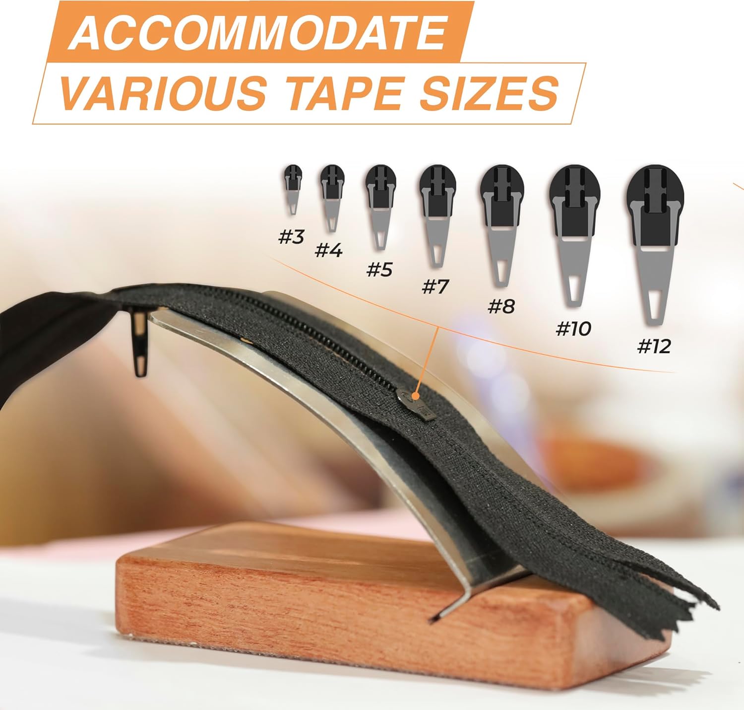 Savina Zipper Jig Tool, Hardwood & Stainless Steel Zipper Installing Tool for Dresses & Pants, Works with Various Sizes, Tool for Sewing.